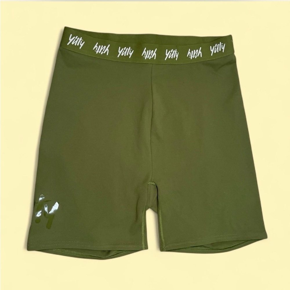 Yitty Olive Green High-Rise Bike Shorts